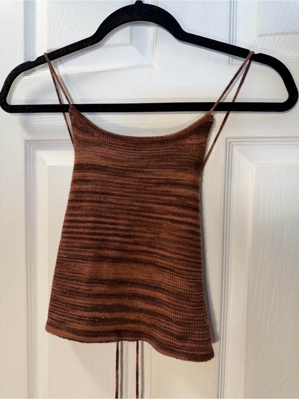 Urban Outfitters Rust Brown Striped Knit Spaghetti Strap Crop Top
